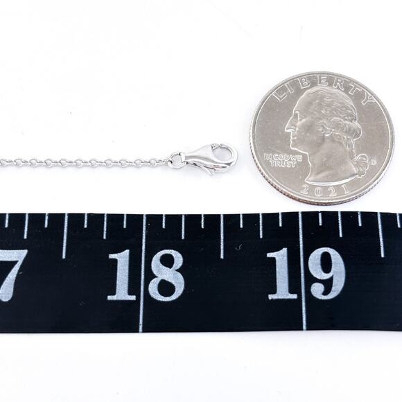 Vintage Sterling Silver 925 Cubic Zirconia Station Necklace Square Drop 18.5” - Picture 4 of 6